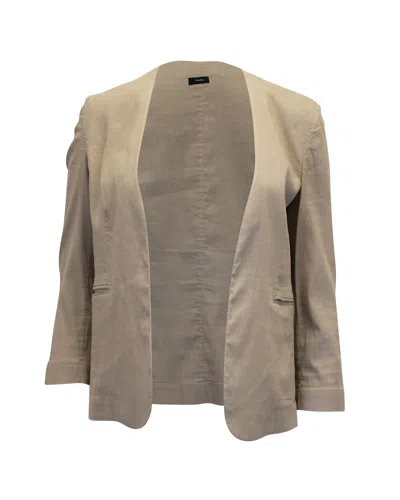 Theory Open-front Blazer In Beige Linen
