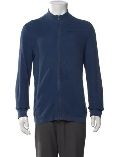 Pre-owned Theory Open Front Long Sleeve Cardigan In Blue