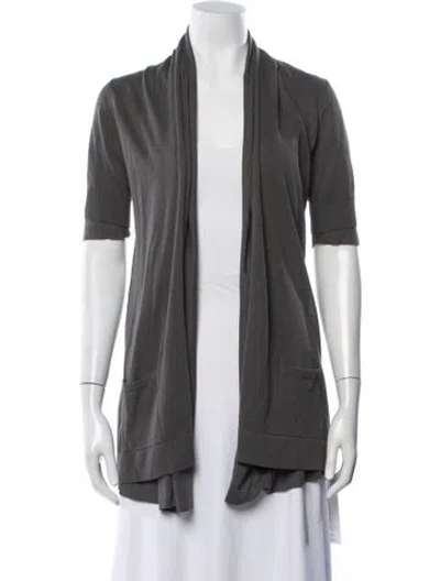 Pre-owned Theory Open Front Sweater In Green