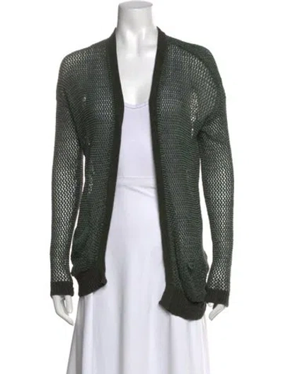 Pre-owned Theory Open Front Sweater In Green