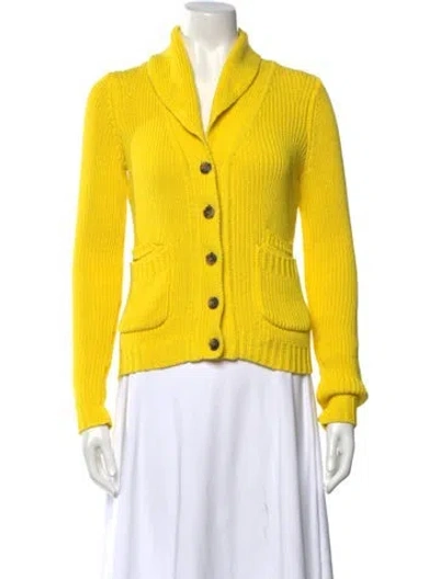 Pre-owned Theory Open Front Sweater In Yellow
