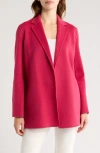 Theory Open Front Wool Blend Blazer In Deep Rose