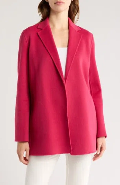Theory Open Front Wool Blend Blazer In Deep Rose