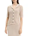 Theory Open Knit Camp Collar Top