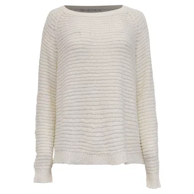 Theory Open Knit Sweater In White Cotton In Gray