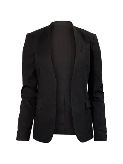 Pre-owned Theory Open Linen Blazer In Black