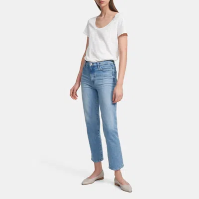 Theory Open Neck Tee In Organic Cotton In White