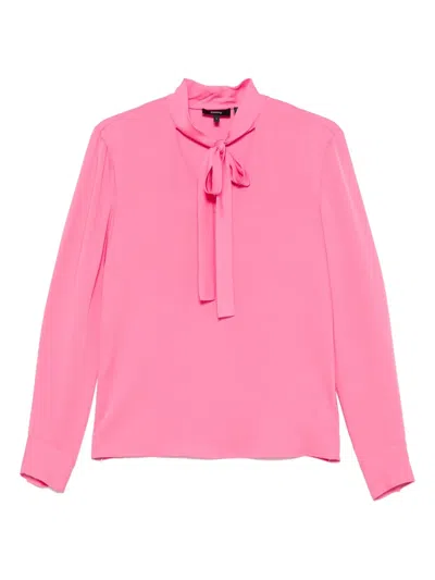 Theory Open-neck Tie Blouse In Pink