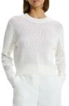Theory Mini Pointelle Stitch Long-sleeve Pullover Top In White