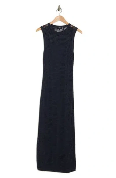 Theory Open Stitch Linen Blend Tank Sweater Dress In Nocturne Way