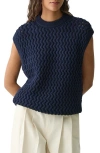 Theory Sweater Vest In Rounded Cotton In Navy