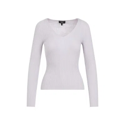 Theory Open V Lilac Viscose-wool Pullover In White