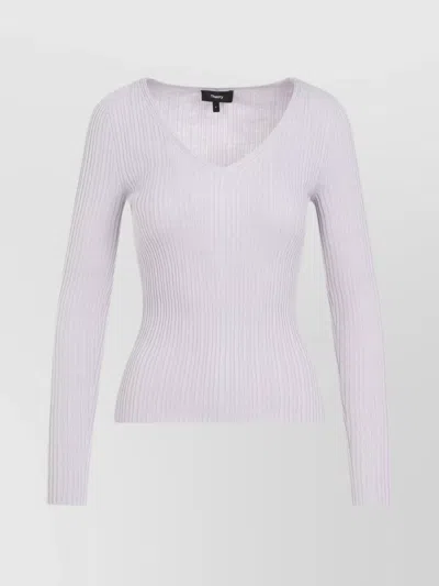 Theory V-neck Knitted Top In White