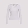 Theory Wool-blend V-neck Top In Lr Lilac Sky