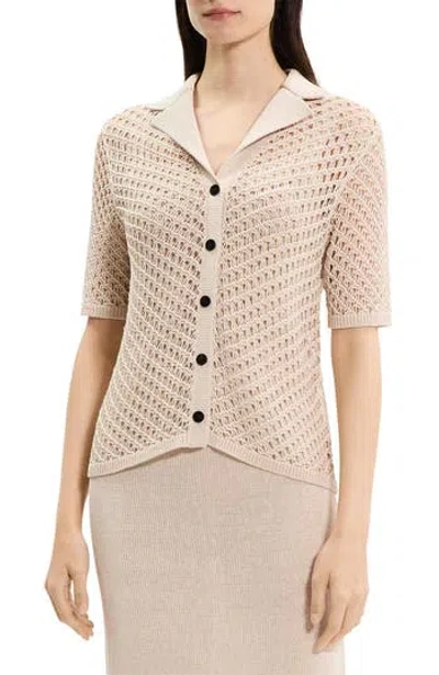 THEORY THEORY OPENWORK KNIT CAMP SHIRT