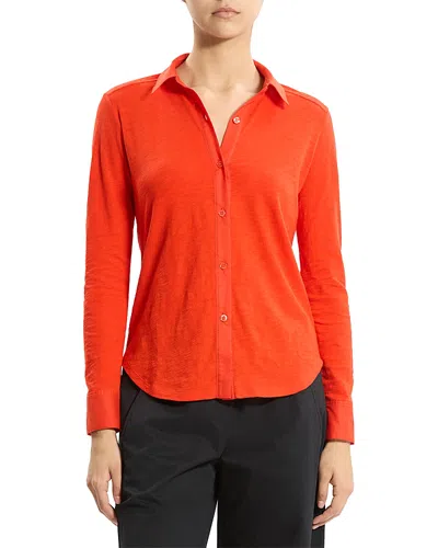 Theory Organic Cotton Shirt In Red