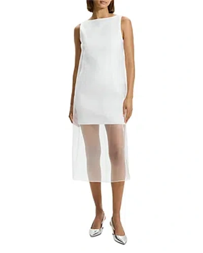 Theory Organza Layer Mini Shift Dress In White