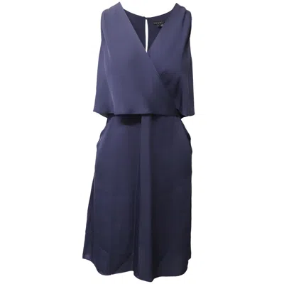 Theory Osteen Sleeveless Dress In Navy Blue Silk In Purple