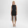 Theory Overlay Midi Dress In Good Linen In Black