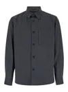 Theory Grey Overshirt With Patch Pocket In Wool Man In Grey