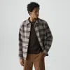 Theory Overshirt In Checked Double-face Wool-cashmere In Gray