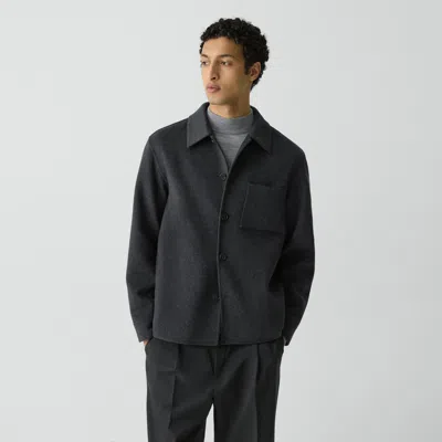 Theory Overshirt In Double-face Wool-cashmere In Black