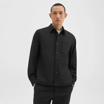 Theory Overshirt In Wool-blend Twill In Black