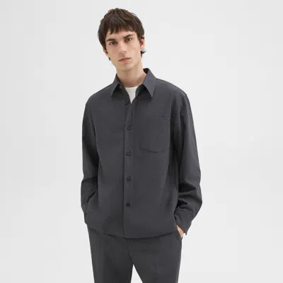 Theory Overshirt In Wool-blend Twill In Pestle Melange