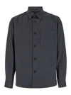 Theory Grey Overshirt With Patch Pocket In Wool Man In Grey