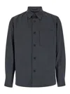 Theory Grey Overshirt With Patch Pocket In Wool Man In Grey