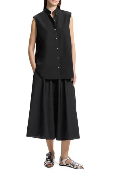 Theory Oversize Sleeveless Button-down Shirt In Blk