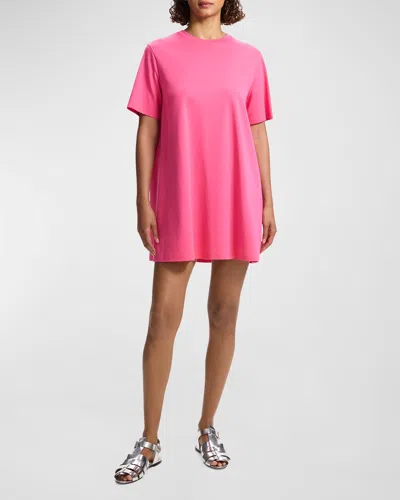 Theory Oversized Cotton Tee Mini Dress In Pink