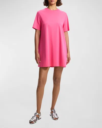 Theory Oversized Cotton Tee Mini Dress In Pink Azalea