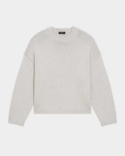 Theory Oversized Crewneck Sweater In Light Heather Grey