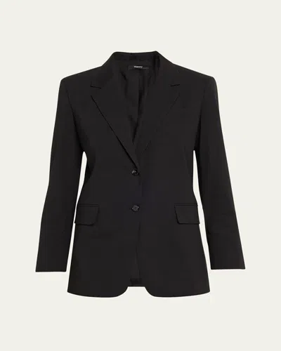 Theory Oversized Crunch Linen Blazer In Black