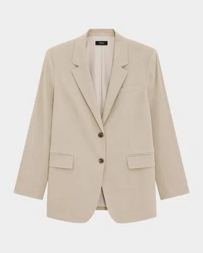 Theory Oversized Crunch Linen Blazer In Brown