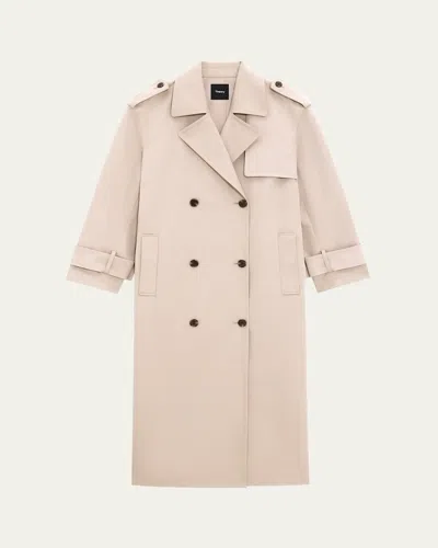 Theory Oversized Double-breasted Trench Coat In Soft Taupe