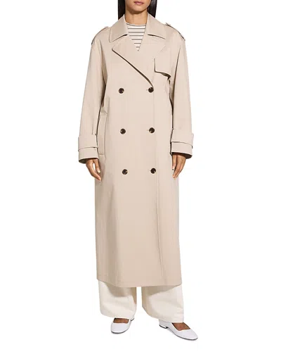 Theory Oversized Double Breasted Trench Coat In Soft Taupe