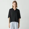 Theory Oversized Polo Shirt In Silk Georgette In Black
