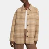 Theory Oversized Shirt Jacket In Recycled Wool Blend In Camel Multi