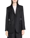 Theory Notched Lapel Silk Blazer In Black
