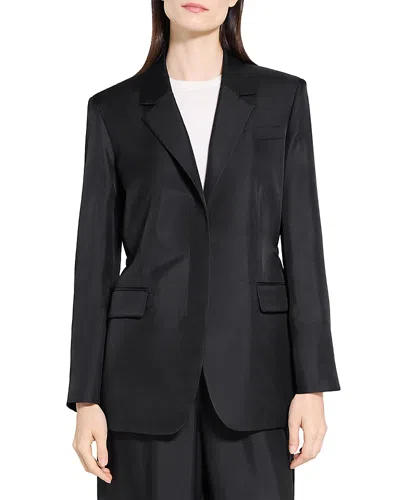 Theory Oversized Silk Blazer In Black