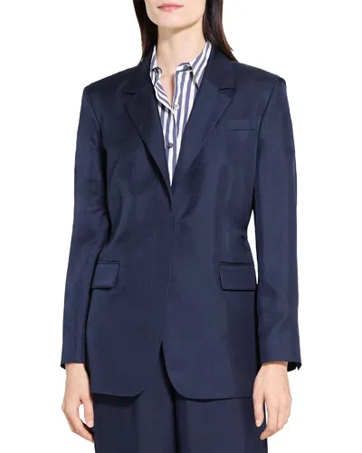 Theory Oversized Silk Blazer In Blue