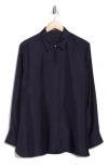 Theory Oversized Silk Twill Button-up Shirt In Black