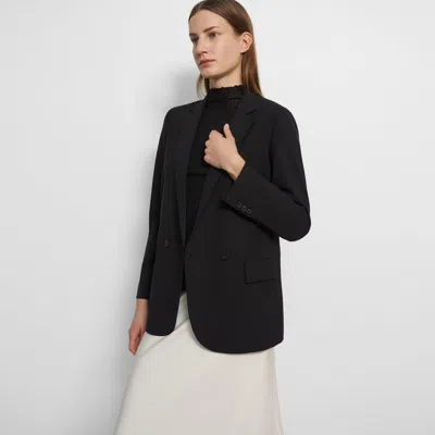 Theory Oversized Straight Blazer In Stretch Wool In Black