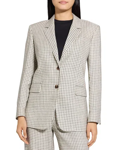 THEORY OVERSIZED STRAIGHT LINEN-BLEND BLAZER