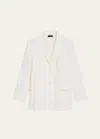 Theory Oversized Stretch Linen Single-breasted Blazer In Iv