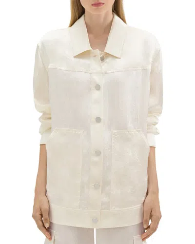 THEORY THEORY OVERSIZED TRUCKER CRUSHED SILK JACKET