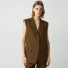 Theory Oversized Vest In Wool-blend In Clove