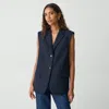 Theory Oversized Vest In Wool-blend In Blue